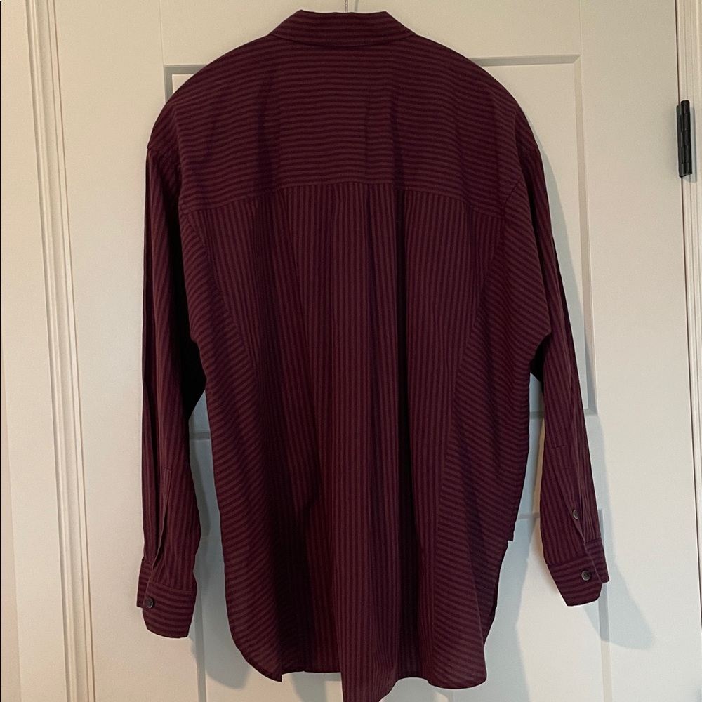 Madewell Burgundy Striped Button Down Shirt - Picture 5 of 6